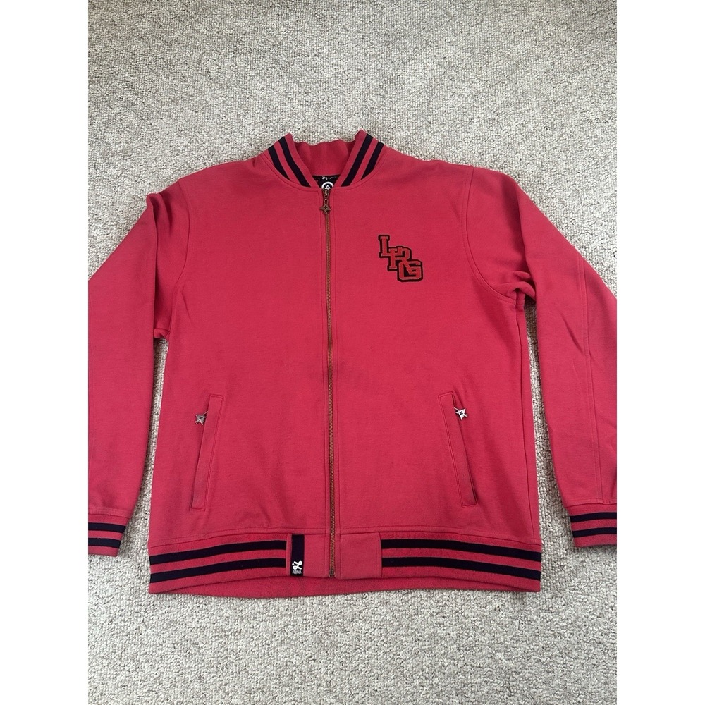 LRG Full Zip Fleece Jacket Men's Size 2XL Red/Black Hip Hop Baggy Streetwear